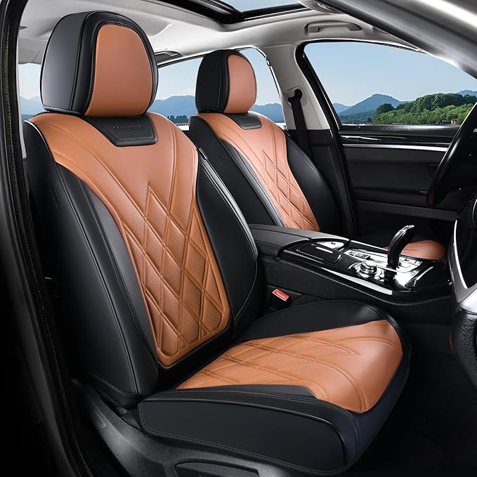 Coverado Car Seat Covers Full Set, Seat Covers for Cars, Front Seat Covers and Back Seat Cover Waterproof Leather Automotive 