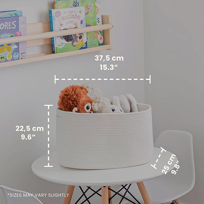 OrganiHaus Rope Baskets for Shelves - Set of 3 Woven Storage Baskets for Organizing, Closet & Toy Storage - Off-White - 15x9x