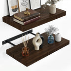 INHABIT UNION 20in Floating Shelves for Wall, Wall Mounted Shelves for Decor Storage Set of 2, Floating Shelf for Bedroom, Ba