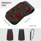 Sunglasses Holder for Car Visor, PU Leather Glasses Clip Organizer, Cute Magnetic Eyeglass Holder for Vehicle Sun Visor, Car Interior Accessory for Women & Men Rainy Ladybug Black
