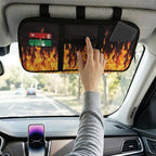 Flames Print Sun Visor Storage Bag Multi-Pocket Auto Visor Storage Bag with Zipper Pockets,Adjustable Straps Auto Interior Accessories Pocket Organizer