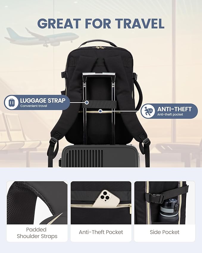 LOVEVOOK Travel Backpack for Women & Men 40L,Airline Approved Carry On Backpack Travel Essentials,TSA Carry on Luggage,Waterp