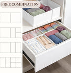 Drawer Organizer Clothes, 16 Pack Dresser Organizer Bins, Foldable Closet Organizers and Storage Fabric Dresser Bins, Shallow