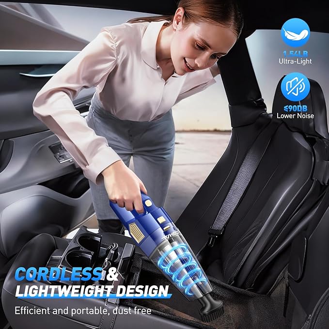 Handheld Vacuum Cordless, 15000PA Powerful Suction Car Vacuum Cleaner Lightweight with Multi Accessories, Hand held Vacuum Cl