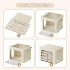 FHSQX 8 Pack Clothes Storage Bins - Foldable Storage Bins for Clothes Fabric Storage Box with Metal Frame (Beige, 16.5x12.2x1