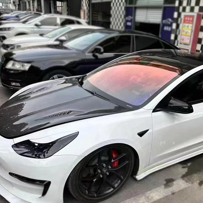 Chameleon Charming Red Windshield Tint 89.3% VLT Car Front Window Tint Colorful Red Color Change Effect Car Window Solar Protection Film, 59.84" x 1181.1" (The Whole Roll)