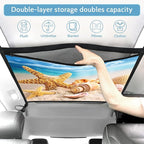 Starfish Car Storage Mesh Organizer Ceiling Cargo Net Double-Layer Adjustable Zipper Truck SUVs Travel Road Trip Essentials etc. Interior Organizer