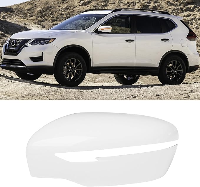 Moonlinks Compatible with Nissan Rogue 2014-2020/Murano 2015-2024/Pathfinder 2017-2020 Left Driver Mirror Cover Replacement, White Left Side Clip-on Mirror Cap Replaces for 96374-4BA0A