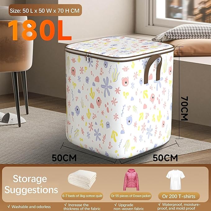 Clothes Storage Bag, Non-Woven Clothes Quilt Foldable Storage Bag, Multipurpose Large Capacity Lightweight Portable Wardrobe 