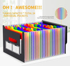 Accordion File Organizer Expanding File Folders,25 Pockets Document Organizer,Plastic Accordian File Folder,Expandable Bill P