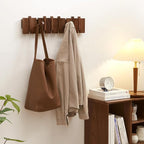 QUELLANCE Wood Coat Rack Wall Mount, Coat Hooks Hanger Wall Mounted, Heavy Duty Wall Coat Rack with 6 Hooks for Hanging Coats