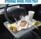 HORRY Steering Wheel Tray Universal Double-Sided Car Food Trays for Eating Reading Car Tray Table for Travel Cup Holder Desk for Driver Car Laptop Mount (Gray)