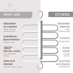 MORALVE Pants Hangers Space Saving - 2 Pack European Beechwood Scarf and Jean Hangers - Closet Organizer and Space Saver Pant