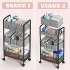 LIDTOP 2In1 Baby Diaper Caddy & 3-Tier Rolling Diaper Cart, Diaper Caddy Organizer Cart with Dividers, Mobile Metal Utility C