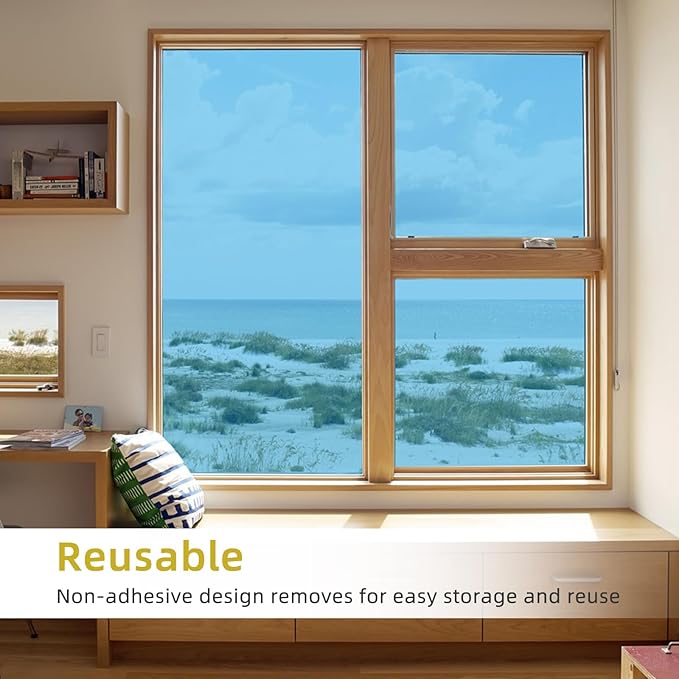 WPCTEV Window Privacy Film One Way Daytime Mirror Tint Treatments UV Heat Control Vinyl Stickers Sun Block Glass Paper Door Covering Reflective (Light Blue Silver, 17.5 Inch x 16.4 Feet)