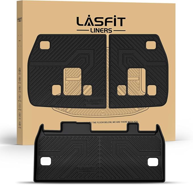 LASFIT Cargo Mat & Backrest Mats for Kia Carnival 2026 2025 2024 2023 2022 / Kia Carnival Hybrid 2025-2026, All Weather TPE Custom Fit Mats Car Trunk Mat Cargo Liner Accessoires, Black