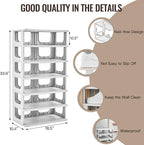 TRZZ 7-Tier Small Shoe Rack, Vertical Narrow Stackable Organizer with Removable Partition, Efficient Shoe Storage for Closet,
