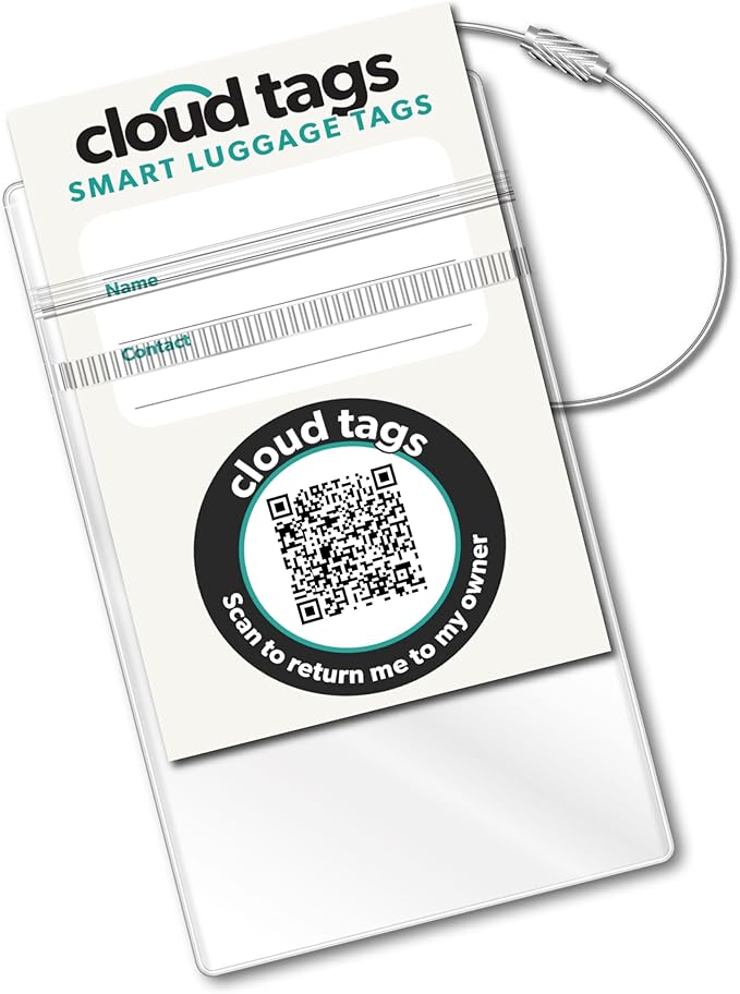 Davis Group Cloud Tags Luggage Tags, Programmable QR Code Labels for Luggage, Smart Luggage Tag Set to Store Information for 