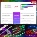 New Version Dreamcolor Acrylic Interior Car Lights 6 in 1 RGB LED Strip Lights with APP Control 252 Color Modes DIY Fiber Optic Ambient Lighting Kits Music Car Neon Light Kits