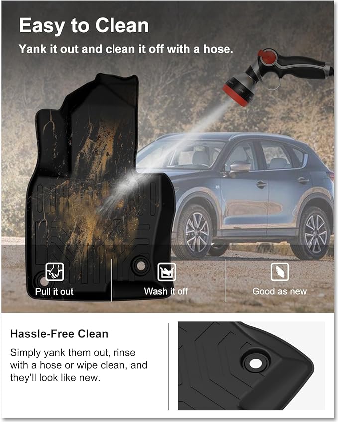KIWI MASTER Floor Mats for 2017-2025 Mazda CX-5, Custom Fit All Weather Car Mats, Heavy Duty TPE Floor Liners, Front & Rear 2 Row, Black