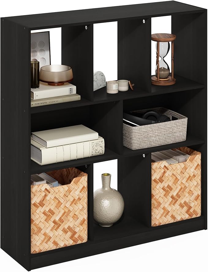 Furinno DALY Book Shelf, 8-Cube Bookshelf, Horizontal Cube Storage Organizer Bookcase, 10.9 x 35.4 x 39.4, for Living Room, B