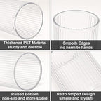 DASITON Makeup Brush Holder Organizer, Acrylic Makeup Brush Cup, Vintage Striped Make Up Brush Holder for Vanity, Bathroom Co