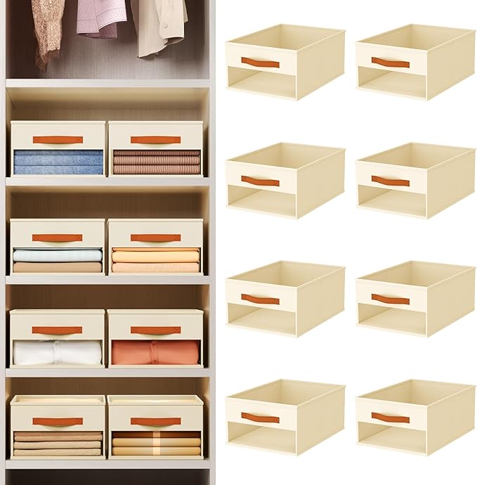 Homsorout Drawer Organizers and Storage - 8 Pack Foldable Pants Organizer with Clear Window & Handles, Fabric Closet Organize