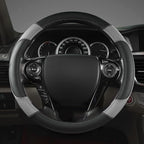 GIANT PANDA Steering Wheel Cover for Honda Civic(2006-2015),CR-Z, Insight, S2000 (Gray+Black-Small Size)