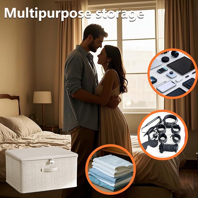 Locking Adult Game Toy Storage Organizer Lock Box Toy Storage Bins Women and Men Game Toys Storage Bags with 4 Drawstring Bag