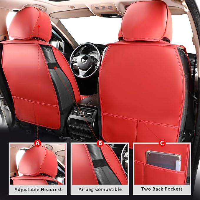 MIROZO Seat Covers Full Set,Waterproof Faux Leather Car Seat Covers Breathable Car Seat Protector Universal Automotive Vehicl