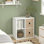 CTESNE【2026 Wooden Thick Frame 4 Cube Storage Organizer Shelf with Anti-Tipping Kits + Reversible Open Back Bookcase, Horizon