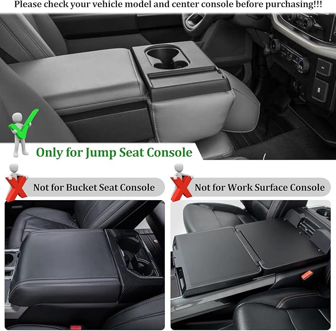 JDMCAR Upgrade Front Center Seat Headrest Organizer Compatible with 2011-2025 2026 Ford F150 F250 F350 F450 F550 F650 Accessories, Coin Container Storage Box with Non-Slip Silicone Mat(Jump Seat Only)