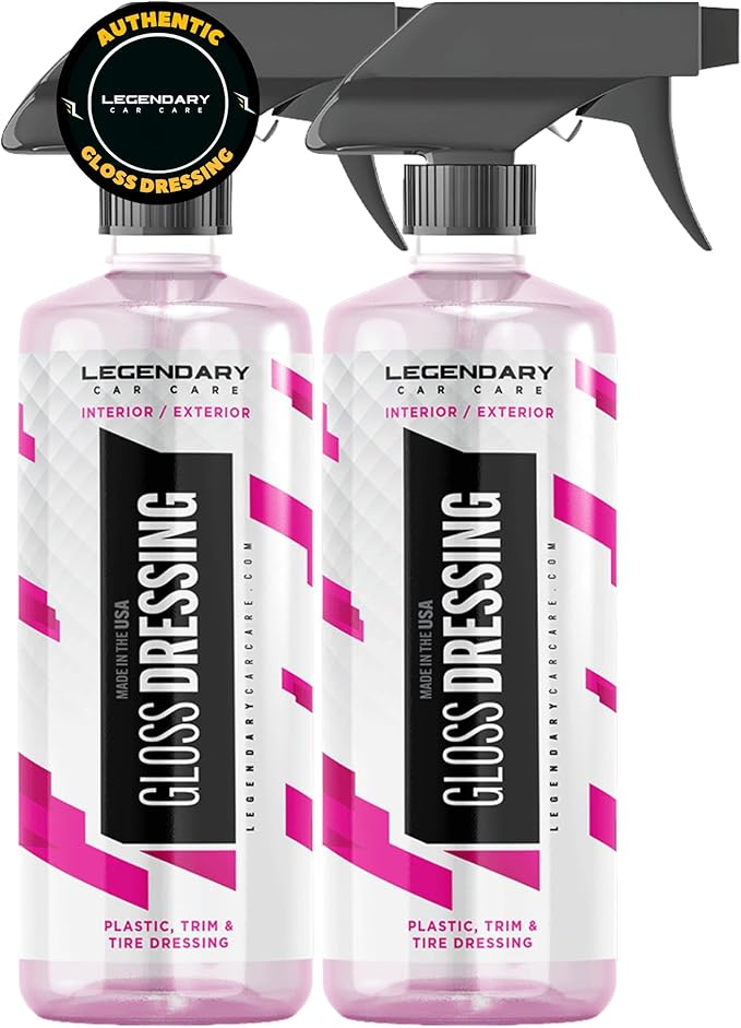 Legendary Gloss Dressing 16oz - Tire Shine Spray & Plastic Restorer - Water Based & Non-Greasy Interior/Exterior Detailing Sp