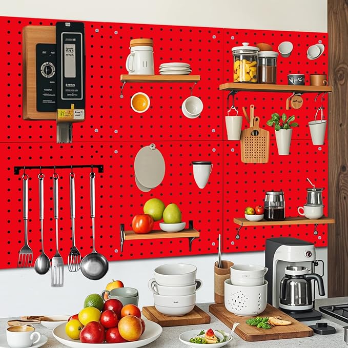 6 Pack Steel Peg Board,Universal 1/8 and 1/4 Pegboard Accessories,Ideal for Garage Tool Storage, Office Organization, Craft R