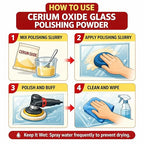 1Lb (453g) 99% Cerium Oxide Glass Polishing Powder (7-9 Um) – Removes: Oil Films, Water Spots, Swirl Marks, Wiper Streaks, Removes Fine Scratches & Deep-Cleans Glass Surfaces.