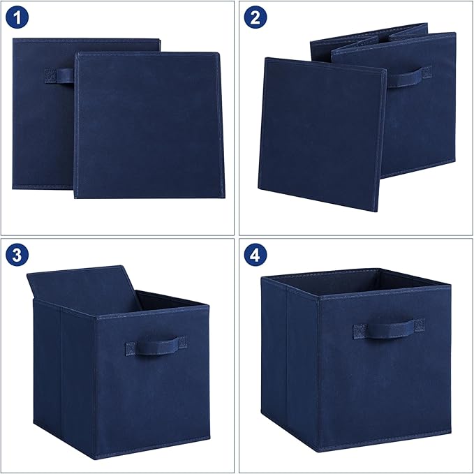 Stero Fabric Storage Bins 6 Pack Fun Colored Durable Storage Cubes with Fabric Handles Foldable Cube Baskets for Home, Kids R