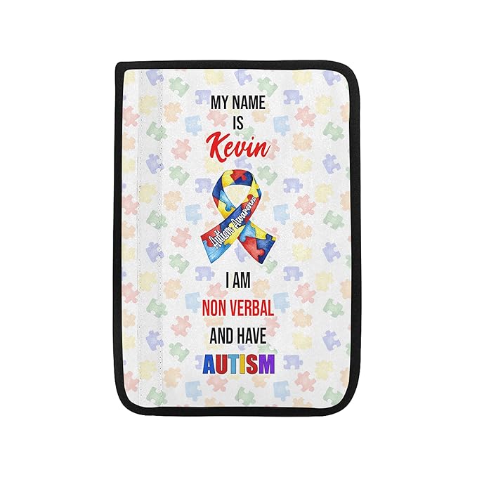 My Name is Seat Belt Autism Awareness Seat Belt Cover for Kid Family Special Need Autistic Medical Alert Car Cushion Cover Support Autism Gift Personalized Name 45
