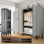 Freestanding Heavy Duty Wardrobe Closet with Magnetic Door, Portable Metal Closets, Foldable Wardrobecloset Organizers and St