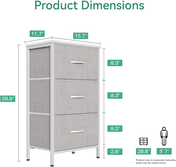 AODK Dresser for Bedroom Nightstand Small Dressers Chest of Drawers End Table for Living Room, Closet Dresser with 3 Storage 
