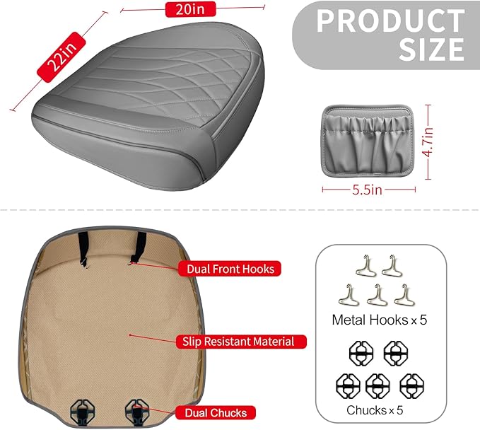 2 Pack Leather Front Car Seat Cover Bottom Car Seat, Universal Anti-Slip Driver Car Seat Protectors with Storage Pocket, Wate