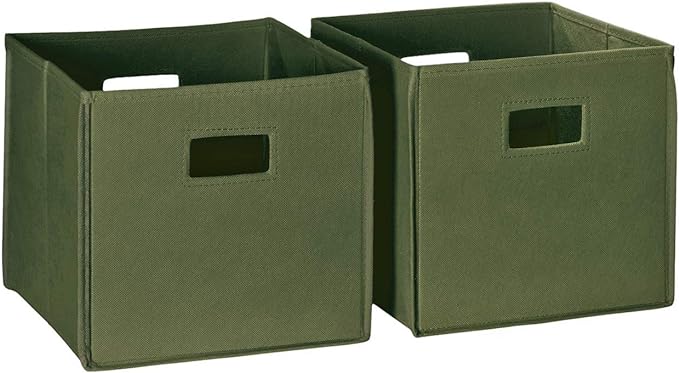 RiverRidge Folding Storage Bins with Handles Olive Cube Storage Organizer for Closet, Bedroom & Playroom - Closet Organizers 