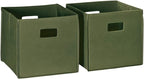 RiverRidge Folding Storage Bins with Handles Olive Cube Storage Organizer for Closet, Bedroom & Playroom - Closet Organizers 