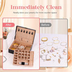Gifturbo Jewelry Boxes for Women, Black 2-Layer Jewelry Organizer Box with Removable Tray, PU Leather Jewelry Storage Girls, 