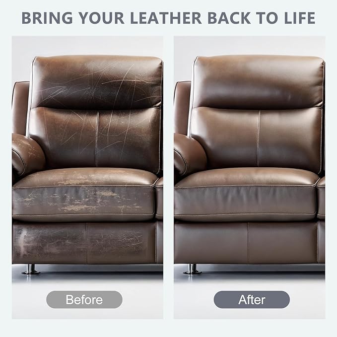 Leather Recoloring Balm & Color Restorer | Medium Brown Leather Dye, Paint & Repair Kit for Furniture, Couches, Car Seats, Sh