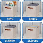 Temary 11x11 Storage Cubes Fabric Storage Cubes Storage Bins with Dual Leather Handles Canvas Storage Boxes for Organizing Ho