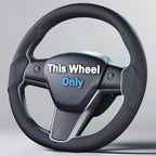 Steering Wheel Cover for 2017-2023 Tesla Model 3 2020-2024 Tesla Model Y, Leather Steering Wheel Cover for Tesla Model 3/Y Accessories, Black