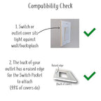The No Screwups Switch Pocket Wall Organizer and Key Hook (Black, 5-Pack): Installs in Seconds on Any Switch or Outlet with N