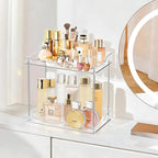 2 Tier Bathroom Counter Organizer, Clear Bathroom Counter Shelf for Vanity Countertop, Kitchen, Sink Storage, Tiered Skincare