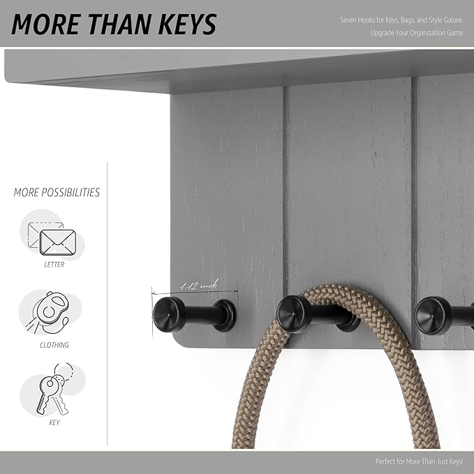 Rebee Vision Modern Key Holder Wall Mount - Decorative Key and Mail Holder for Wall with Shelf - Elevate Your Space with Chic