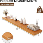 Vivelove Solid Wood Floating Shelves 48 Inches Long, 8”Deep x 1.4” Thick Wall Shelves for Bathroom, Living Room, Kitchen, Bed